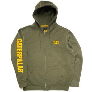 Caterpillar CAT Men’s Army Moss Green Full Zip Hoodie Fleece Sweatshirt Size 2XL
